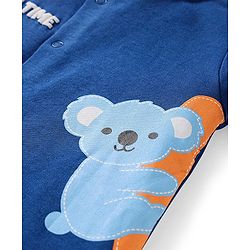 Babyhug 100% Cotton Knit Half Sleeves Romper with Stripes & Animal Print Pack of 2 - White & Navy Blue