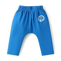 Babyhug Interlock Knit Full Length Diaper Pants with Stripes & Text Print Pack of 3 - Blue