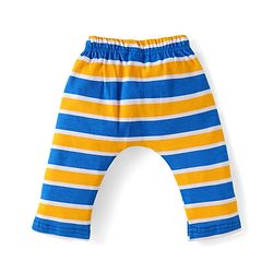 Babyhug Interlock Knit Full Length Diaper Pants with Stripes & Text Print Pack of 3 - Blue