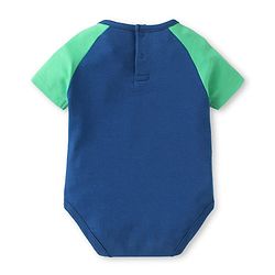Babyhug Interlock Knit Half Raglan Sleeves Onesie With Elephant Print - Navy Blue & Green