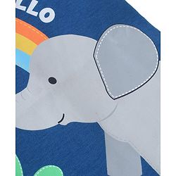 Babyhug Interlock Knit Half Raglan Sleeves Onesie With Elephant Print - Navy Blue & Green