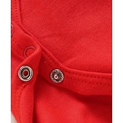 Babyhug 100% Cotton Knit Half Sleeves Collared Onesie with Bear Print - Red