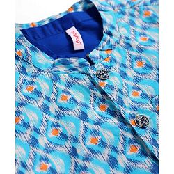 Babyhug Cotton Woven Full Sleeves  Kurta Dhoti Set with Motif Printed Waistcoat - Blue