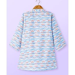 Babyhug Cotton Woven Full Sleeves Kurta Dhoti Set With Abstract Print- Blue