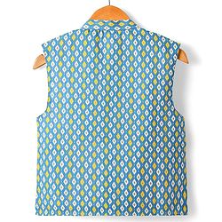 Babyhug Cotton Woven Full Sleeves Solid Kurta Dhoti Set with Printed Jacket - Mustard