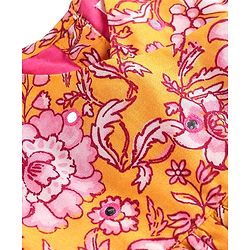 Babyhug Cambric Woven Sleeveless Ethnic Dress With Floral Print - Mustard