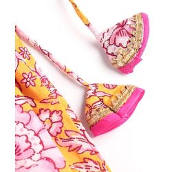 Babyhug Cambric Woven Sleeveless Ethnic Dress With Floral Print - Mustard