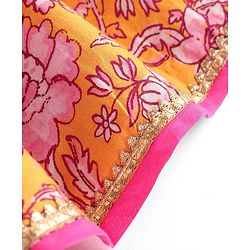 Babyhug Cambric Woven Sleeveless Ethnic Dress With Floral Print - Mustard