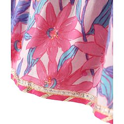 Babyhug Cotton Cambric Woven Half Cap Sleeves Floral Printed Frock - White & Pink