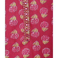 Babyhug Cotton Woven Full Sleeves Kurta Dhoti Set With Floral Print - Fuchsia