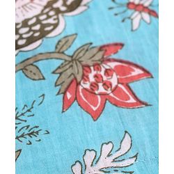 Babyhug Cotton Woven Full Sleeves Kurta Dhorti Set with Floral Print - Light Blue & Red
