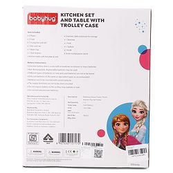 Babyhug Disney Frozen Theme Kitchen Play Set Trolley| Portable Set with Realistic Light Sound Toys for Kids with 24 Pieces - Lilac & Light Blue