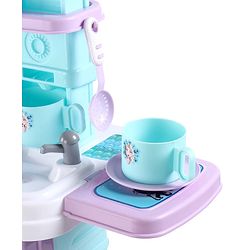 Babyhug Disney Frozen Theme Kitchen Play Set Trolley| Portable Set with Realistic Light Sound Toys for Kids with 24 Pieces - Lilac & Light Blue
