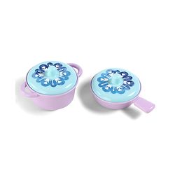 Babyhug Disney Frozen Theme Kitchen Play Set Trolley| Portable Set with Realistic Light Sound Toys for Kids with 24 Pieces - Lilac & Light Blue