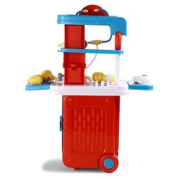 Babyhug Disney Mickey & Friends Doctor Trolley for Kids| Kids Doctors Play Set trolley, Medical Trolley Cart for Kids with 18 Pcs  - Blue &  Red