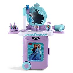 Babyhug Disney Frozen Theme Pretend Play Makeup Trolley Set with Briefcase and Accessories| Cosmetic Set 2 in 1 Vanity Table | Beauty Make Up Trolley Set with 22 pieces & 2 Sticker - Lilac