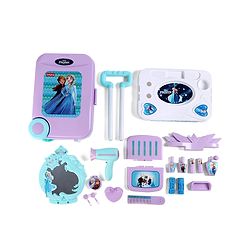 Babyhug Disney Frozen Theme Pretend Play Makeup Trolley Set with Briefcase and Accessories| Cosmetic Set 2 in 1 Vanity Table | Beauty Make Up Trolley Set with 22 pieces & 2 Sticker - Lilac