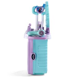 Babyhug Disney Frozen Theme Pretend Play Makeup Trolley Set with Briefcase and Accessories| Cosmetic Set 2 in 1 Vanity Table | Beauty Make Up Trolley Set with 22 pieces & 2 Sticker - Lilac