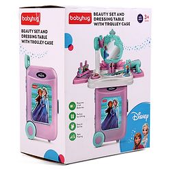 Babyhug Disney Frozen Theme Pretend Play Makeup Trolley Set with Briefcase and Accessories| Cosmetic Set 2 in 1 Vanity Table | Beauty Make Up Trolley Set with 22 pieces & 2 Sticker - Lilac