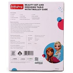 Babyhug Disney Frozen Theme Pretend Play Makeup Trolley Set with Briefcase and Accessories| Cosmetic Set 2 in 1 Vanity Table | Beauty Make Up Trolley Set with 22 pieces & 2 Sticker - Lilac