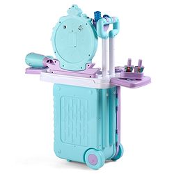 Babyhug Disney Frozen Theme Pretend Play Makeup Trolley Set with Briefcase and Accessories| Cosmetic Set 2 in 1 Vanity Table | Beauty Make Up Trolley Set with 22 pieces & 2 Sticker - Lilac