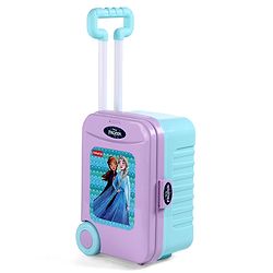 Babyhug Disney Frozen Theme Pretend Play Makeup Trolley Set with Briefcase and Accessories| Cosmetic Set 2 in 1 Vanity Table | Beauty Make Up Trolley Set with 22 pieces & 2 Sticker - Lilac
