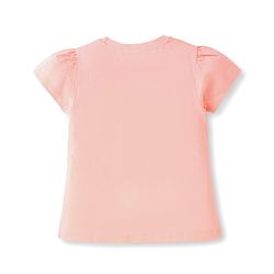 Babyhug Cotton Knit Half Sleeves Night Suit With Pop Corn Print & Applique - Peach & Pink