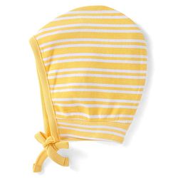 Babyhug 100% Cotton Knit Bonnet Bonnet Caps with Stripes & Vehicle Print Pack of 2 - Yellow & Blue