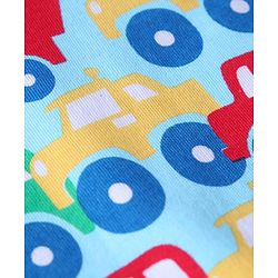 Babyhug 100% Cotton Knit Bonnet Bonnet Caps with Stripes & Vehicle Print Pack of 2 - Yellow & Blue