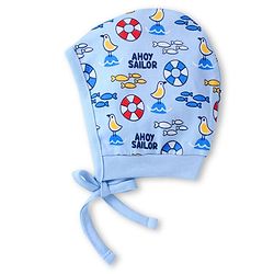 Babyhug Interlock Knit Bonnet Bonnet Caps With Nautical Theme Print Pack of 2 - Red & Blue