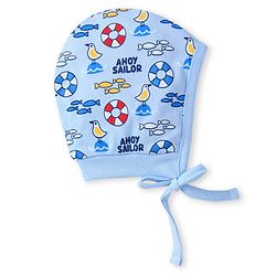 Babyhug Interlock Knit Bonnet Bonnet Caps With Nautical Theme Print Pack of 2 - Red & Blue