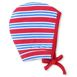 Babyhug Interlock Knit Bonnet Bonnet Caps With Nautical Theme Print Pack of 2 - Red & Blue