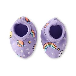 Babyhug Interlock Knit Cap Mittens & Booties Set with Space Theme Prints Lavender  - Diameter 10 cm