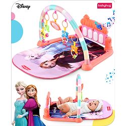 Babyhug Disney Frozen Baby Kick and Play Piano Play Gym with Lights and Music - Orange| 5 Hanging Rattles with Musical Keyboard| Ideal Gifting Option - Multicolor