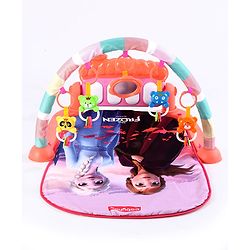 Babyhug Disney Frozen Baby Kick and Play Piano Play Gym with Lights and Music - Orange| 5 Hanging Rattles with Musical Keyboard| Ideal Gifting Option - Multicolor