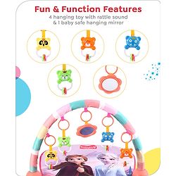 Babyhug Disney Frozen Baby Kick and Play Piano Play Gym with Lights and Music - Orange| 5 Hanging Rattles with Musical Keyboard| Ideal Gifting Option - Multicolor