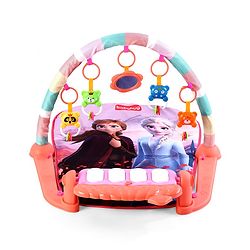 Babyhug Disney Frozen Baby Kick and Play Piano Play Gym with Lights and Music - Orange| 5 Hanging Rattles with Musical Keyboard| Ideal Gifting Option - Multicolor
