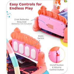 Babyhug Disney Frozen Baby Kick and Play Piano Play Gym with Lights and Music - Orange| 5 Hanging Rattles with Musical Keyboard| Ideal Gifting Option - Multicolor