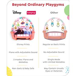 Babyhug Disney Frozen Baby Kick and Play Piano Play Gym with Lights and Music - Orange| 5 Hanging Rattles with Musical Keyboard| Ideal Gifting Option - Multicolor