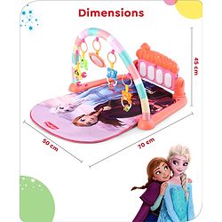 Babyhug Disney Frozen Baby Kick and Play Piano Play Gym with Lights and Music - Orange| 5 Hanging Rattles with Musical Keyboard| Ideal Gifting Option - Multicolor