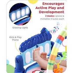 Babyhug Disney Frozen Baby Kick and Play Piano Play Gym with Lights and Music - Orange| 5 Hanging Rattles with Musical Keyboard| Ideal Gifting Option - Multicolor