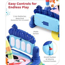 Babyhug Disney Frozen Baby Kick and Play Piano Play Gym with Lights and Music - Orange| 5 Hanging Rattles with Musical Keyboard| Ideal Gifting Option - Multicolor