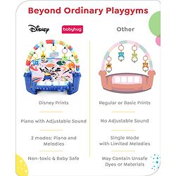 Babyhug Disney Frozen Baby Kick and Play Piano Play Gym with Lights and Music - Orange| 5 Hanging Rattles with Musical Keyboard| Ideal Gifting Option - Multicolor