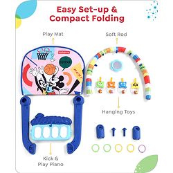 Babyhug Disney Frozen Baby Kick and Play Piano Play Gym with Lights and Music - Orange| 5 Hanging Rattles with Musical Keyboard| Ideal Gifting Option - Multicolor