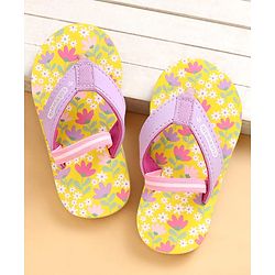 Cute Walk by Babyhug Flip Flops with Back Strap & Floral Print - Multicolor