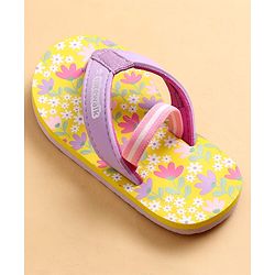 Cute Walk by Babyhug Flip Flops with Back Strap & Floral Print - Multicolor