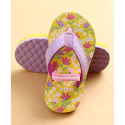 Cute Walk by Babyhug Flip Flops with Back Strap & Floral Print - Multicolor