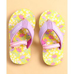 Cute Walk by Babyhug Flip Flops with Back Strap & Floral Print - Multicolor