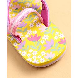 Cute Walk by Babyhug Flip Flops with Back Strap & Floral Print - Multicolor