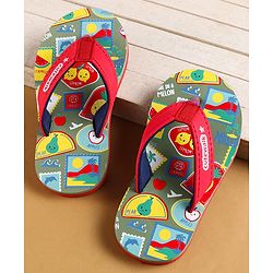 Cute Walk by Babyhug Slip on Flip Flops with Stamp Print - Red